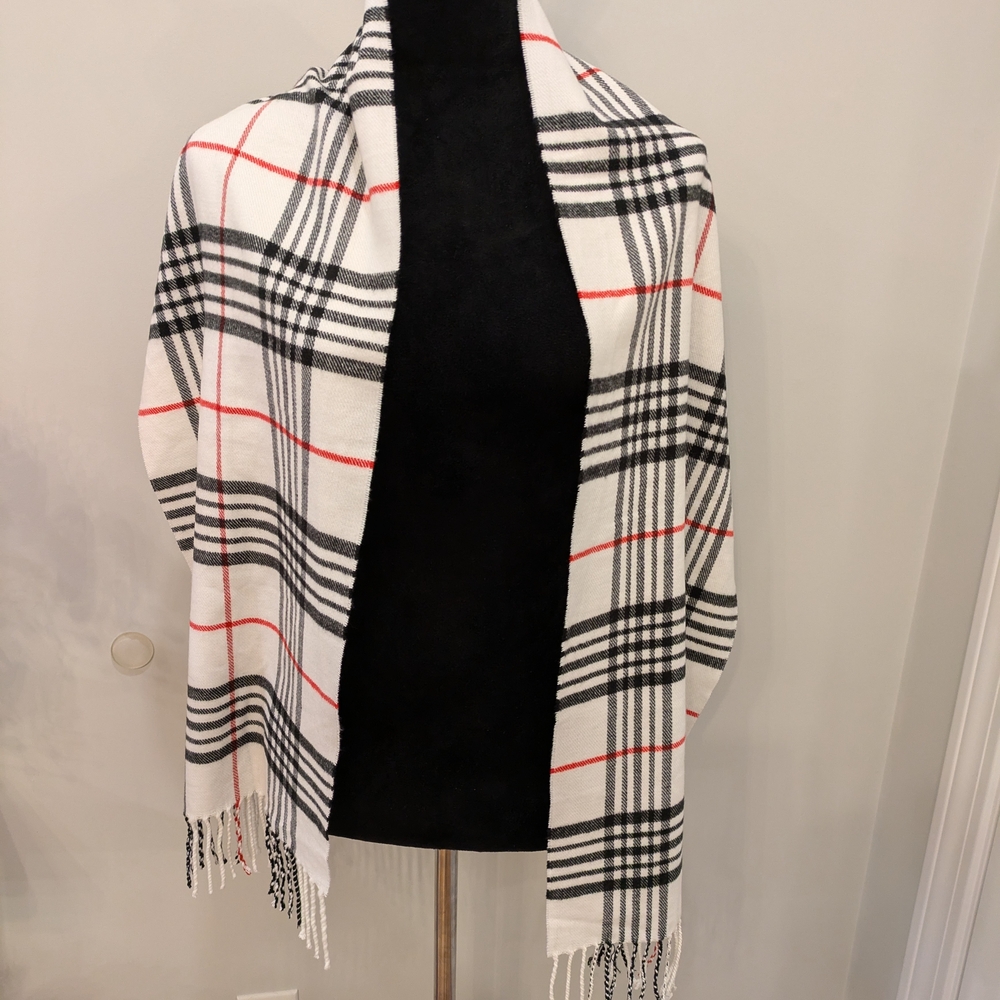 Plaid Fringe Scarf